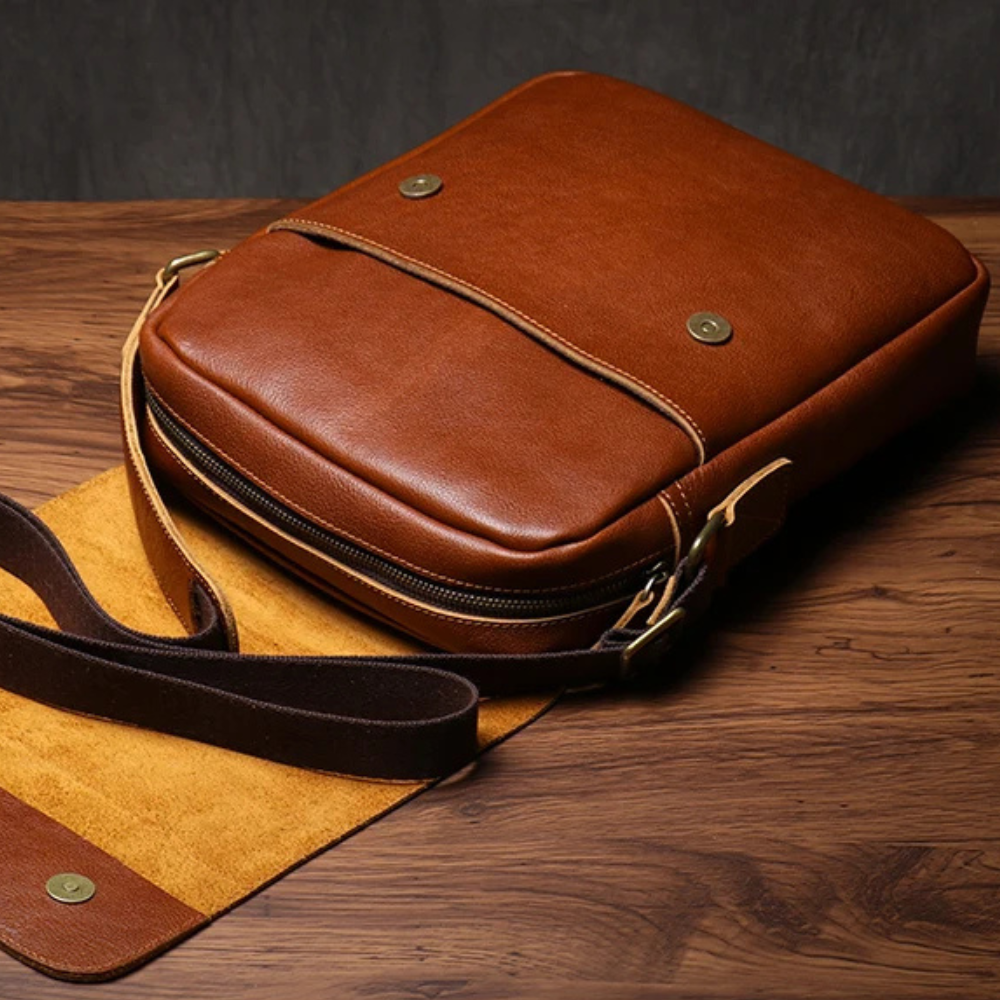 Axelremsväska i äkta läder - herr